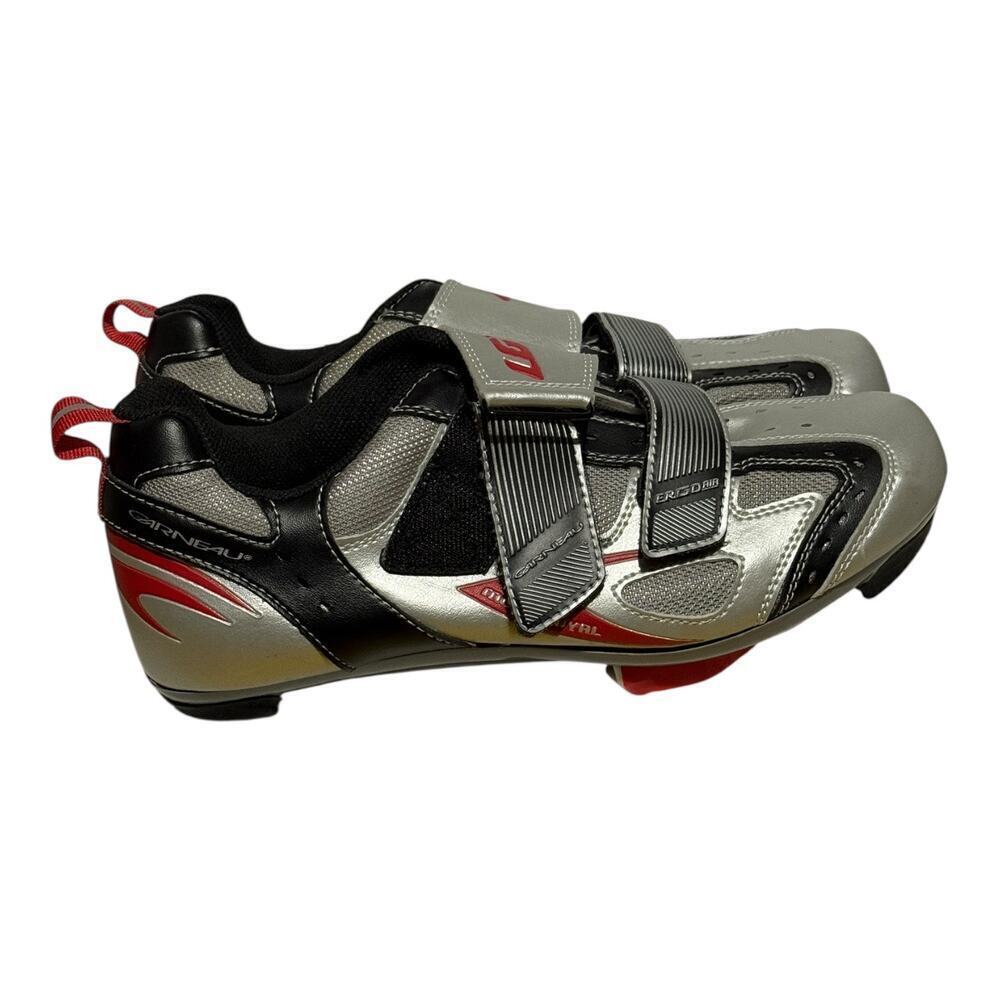 Louis Garneau Mount Royal Road Cycling Shoes Silver Black Red Size 7 US SPD Men